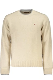 Strickpullover Beiger Herren-Pullover mit Stickerei und Kontrastdetails Regular F