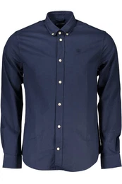 Langarmhemd Herren Langarmhemd Blau Regular Fit, Button-Down aus recycelten Fa