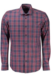 Langarmhemd Herren Regular Fit Kariertes Langarmhemd Blau mit Stickerei