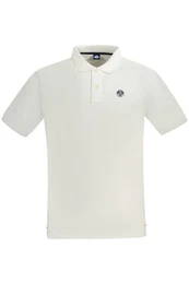 Poloshirt Herren Kurzarm-Poloshirt Wei mit Applikation und