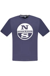 T-Shirt Herren Kurzarm T-Shirt Blau mit Logo und Rundhals -