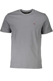 T-Shirt Herren Grau Kurzarm T-Shirt mit Stickerei - Regular