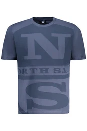 T-Shirt Herren Kurzarm-T-Shirt Blau mit Logo-Print