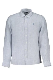 Langarmhemd Herren Langarmshirt Blau aus Bio-Baumwolle - Regular Fit, gestreift