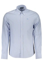 Langarmhemd Herren Regular Fit Langarmhemd Blau aus Bio-Baumwolle, Gestreift