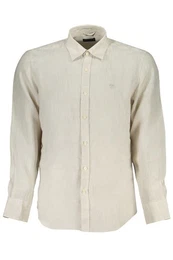 Langarmhemd Elegantes Herrenhemd in Beige mit italienischem Kragen und Stickerei