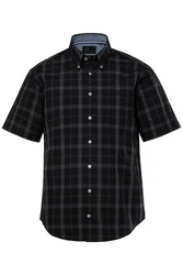 JP1880 Kurzarmhemd Buttondown-Kragen Modern Fit Schwarz/Dunkelgrün