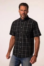 JP1880 Kurzarmhemd Buttondown-Kragen Modern Fit Schwarz/Dunkelgrün