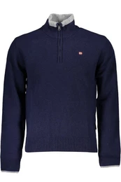 Strickpullover Herrlicher blauer Langarm-Pullover fr Herren mit halbem Reiverschl