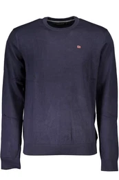 Strickpullover Herren Langarmshirt Blau - Regular Fit mit Stickerei & Rundhals