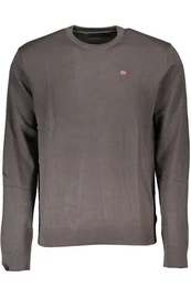 Strickpullover Herren Grauer Pullover: Langarm, Regular Fit, Rundhals & Stickerei