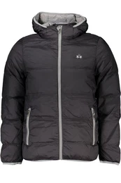 Outdoorjacke Herrenjacke Schwarz: Leichte Kapuzenjacke mit Stickerei & Taschen