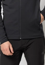 Jack Wolfskin Fleecejacke BAISELBERG HOODED FZ Schwarz/Dunkelgrau/Grau