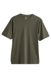 Next T-Shirt Essential V-Ausschnitt Dunkelgrün/Khaki