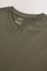 Next T-Shirt Essential V-Ausschnitt Dunkelgrün/Khaki