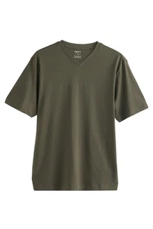 Next T-Shirt Essential V-Ausschnitt Dunkelgrün/Khaki