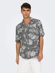 ONLY & SONS Kurzarmhemd mit Button-Down-Kragen (8546) Dunkelgrau (8546)
