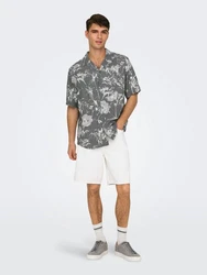 ONLY & SONS Kurzarmhemd mit Button-Down-Kragen (8546) Dunkelgrau (8546)