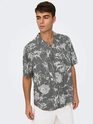 ONLY & SONS Kurzarmhemd mit Button-Down-Kragen (8546) Dunkelgrau (8546)
