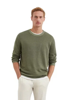 Marc O'Polo Rundhalspullover Dunkelgrün/Khaki/Grün