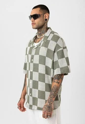Dandalo Blusenshirt David Grün/Beige/Dunkelgrün