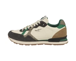 Pepe Jeans Brit Cove Herren Sneaker Beige/Dunkelgrün/Braun/Khaki/Grün