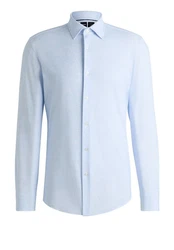 BOSS Langarmhemd P-Hank Hellblau/Blau