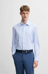 BOSS Langarmhemd P-Hank Hellblau/Blau