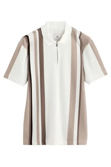 Next Poloshirt mit vertikalen Streifen Beige/Braun
