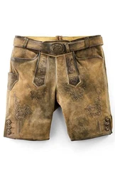 Trachtenlederhose Ammersee Stickerei an Latz und Bein mit 3 Knpfen zum ffnen