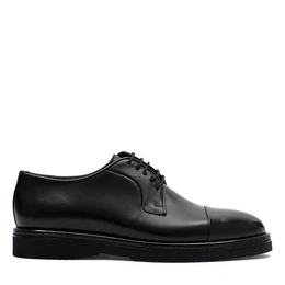 Celal Gltekin Elegante Derby-Schuhe aus Leder mit Cap-Toe-Design Schnrschuh Schwarzes Leder, Cap-Toe-Design, leichte EVA-Sohle