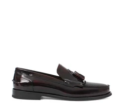 Celal Gltekin Herren Lackleder Slipper Elegante Loafer mit Fransen Burgunder