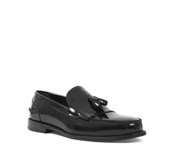 Celal Gltekin Herren Lackleder Slipper Elegante Loafer mit Fransen Schwarz