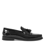 Celal Gltekin Herren Lackleder Slipper Elegante Loafer mit Fransen Schwarz