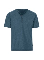 Trigema T-Shirt mit Knopfleiste DELUXE blau/jeans/melange