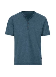 Trigema T-Shirt mit Knopfleiste DELUXE blau/jeans/melange