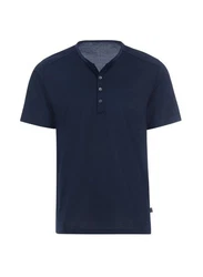 Trigema T-Shirt mit Knopfleiste DELUXE Dunkelblau/Pastell