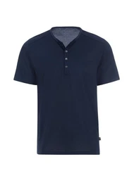 T-Shirt T-Shirt mit Knopfleiste DELUXE Baumwolle (1-tlg)