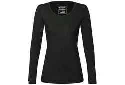 Kaipara Merino Sportswear Langarmshirt Damen Rundhals Slimfit 200 Schwarz/Dunkelgrün