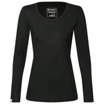 Kaipara Merino Sportswear Langarmshirt Damen Rundhals Slimfit 200 Schwarz/Dunkelgrün