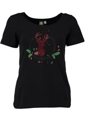 OS-Trachten Trachtenshirt Dolanu Rundhalsausschnitt Rot/Rosa/Dunkelrot/Lila/Schwarz