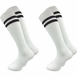 Kniestrmpfe Retro fr Herren mit stylischen Streifen - wei & schwarz - Baumwolle (2 Paar) Knielange Socken im sportlichen Look - auch zum Wandern geeignet