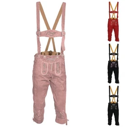 Trachtenlederhose GW1400 Damen Lederhose Trachtenhose Ziegenleder Kniebundhose mit Hosentrgern