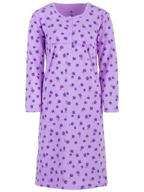 Zeitlos Damen Nachthemd Langarm – Mit Knopfleiste, Aus Baumwolle-Polyester, Größen M Bis 2XL
