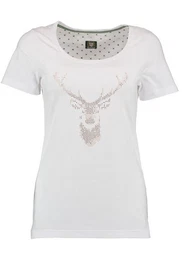 Trachtenshirt Uginoy Kurzarm T-Shirt mit Strass-Hirsch auf der Brust