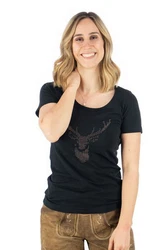 OS-Trachten Trachtenshirt Uginoy Türkis/Braun/Grün