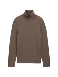 TOM TAILOR Strickpullover Rollkragenpullover Regular Fit Grau/Braun/Khaki/Beige/Dunkelbraun