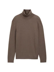 TOM TAILOR Strickpullover Rollkragenpullover Regular Fit Grau/Braun/Khaki/Beige/Dunkelbraun