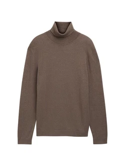 TOM TAILOR Strickpullover Rollkragenpullover Regular Fit Grau/Braun/Khaki/Beige/Dunkelbraun