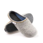 naturling Herren Filz Slipper mit Einlage Hausschuh Grau/Blau